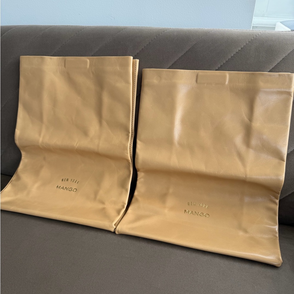 Mango Tan Leather Fold-Over Clutch Duo - Picture 4 of 5